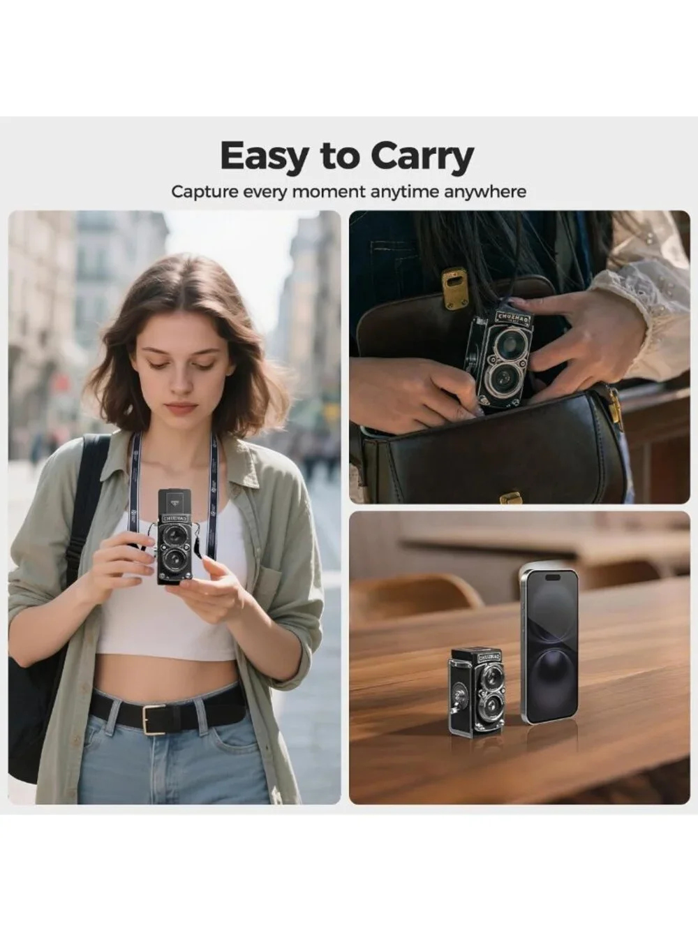 Retro Digital Camera with Time Stamp - 1080p FHD, 12MP, Mini Vlogging, Portable